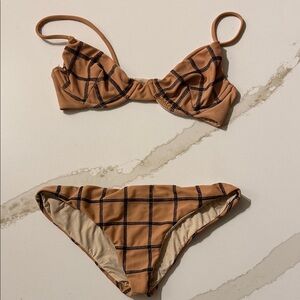 Acacia Swimwear Tan Grid Bikini